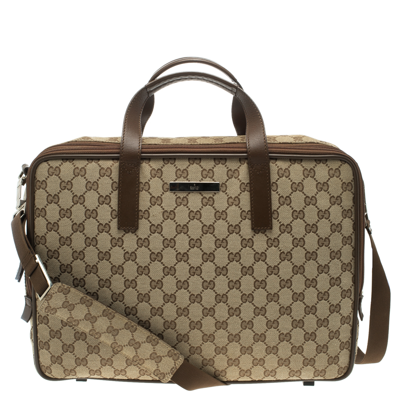 Gucci Brown/Beige GG Canvas Briefcase