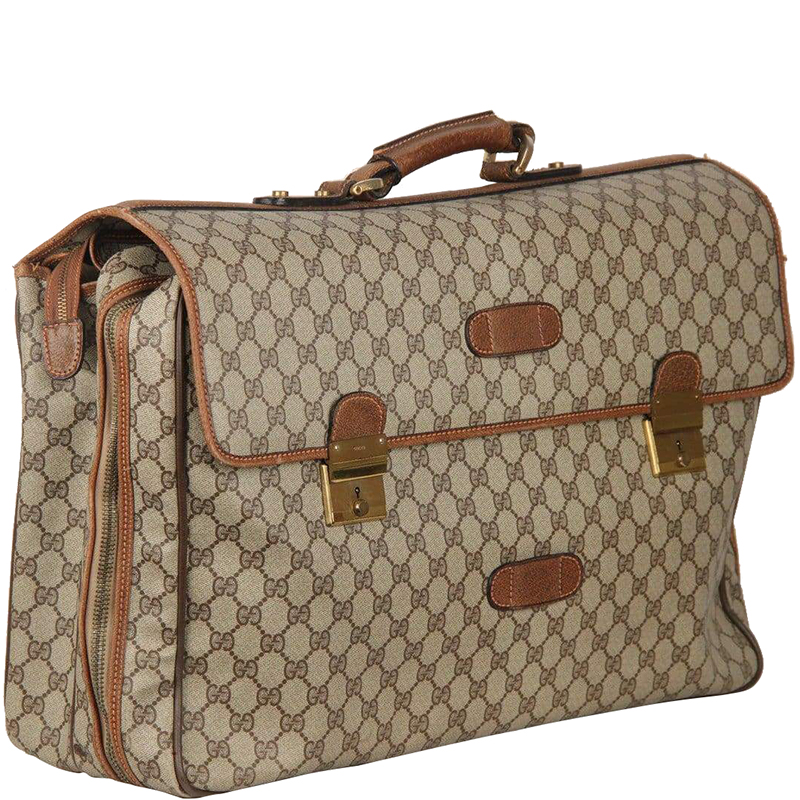 

Gucci Beige/Brown GG Coated Canvas Vintage Travel Briefcase, Multicolor