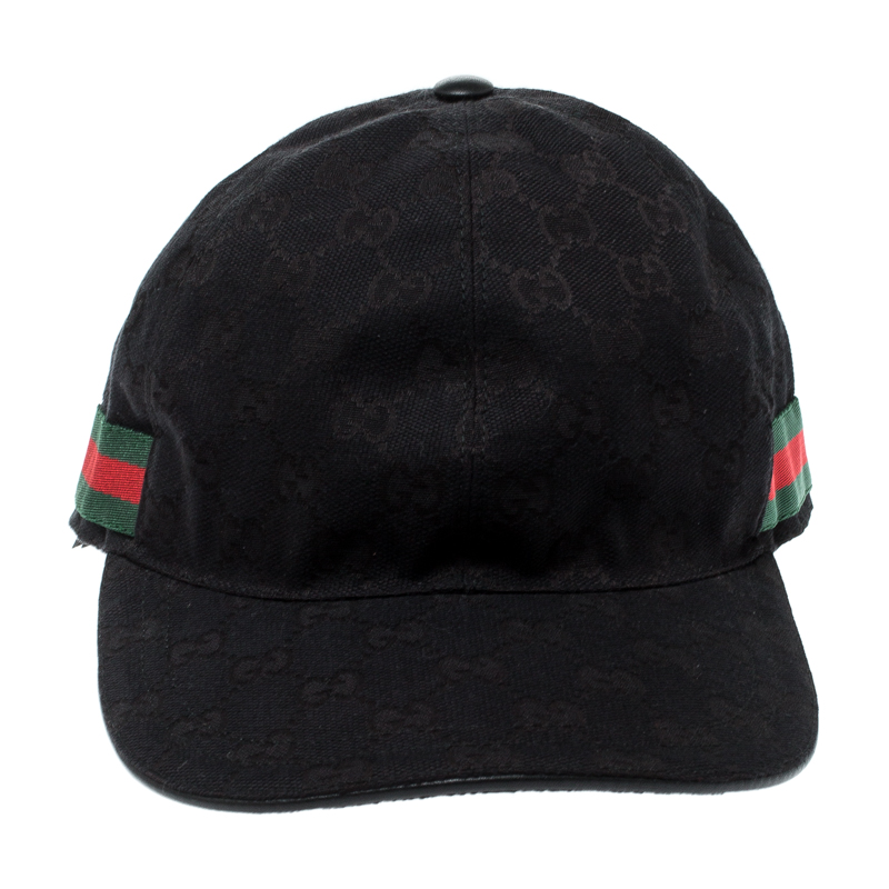 

Gucci Black Guccissima Canvas Web Detail Baseball Cap