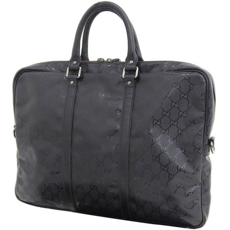 

Gucci Black PVC and Leather GG Imprint Business Briefcase Bag