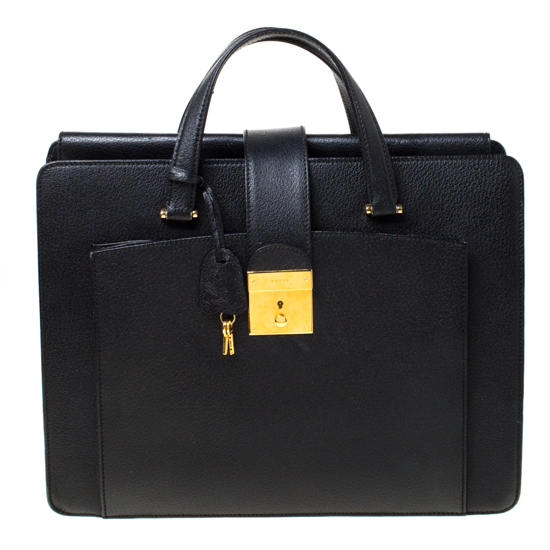 Gucci Black Leather Document Briefcase Gucci | The Luxury Closet