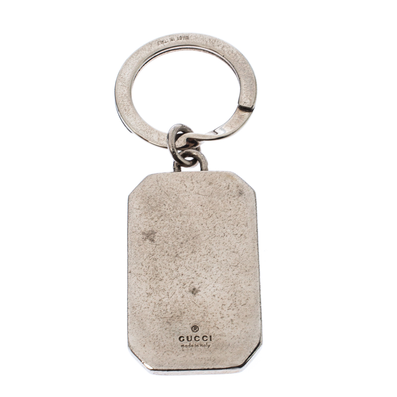 

Gucci Grey Leather Guccissima Silver Tone Keyring