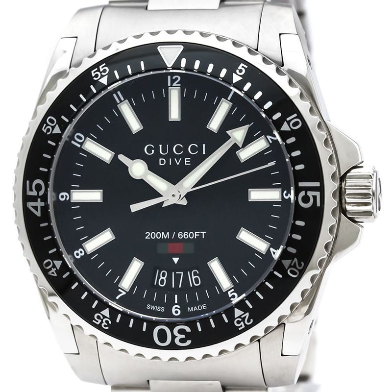 

Gucci Black Stainless Steel Dive YA136311 Men's Wristwatch