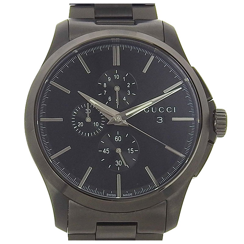 Preowned Gucci Black Stainless Steel G Time Chronograph 126.2 Men's