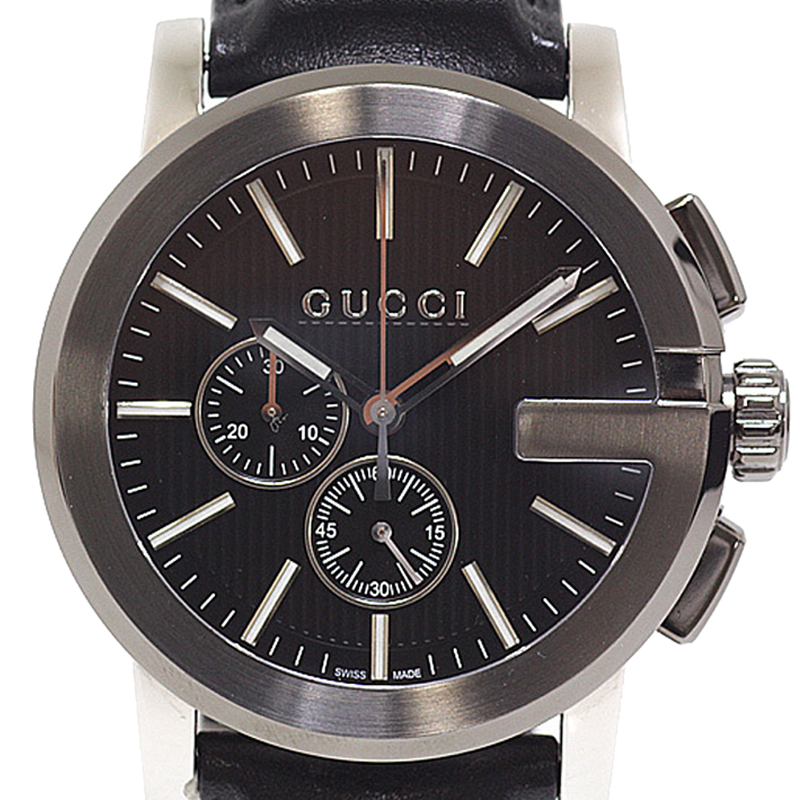 

Gucci Black Stainless Steel and Leather G Chronograph YA101205 Men's Wristwatch