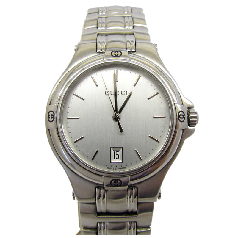 Click to view more detailed imagery on our partner's website Pre-owned Gucci Silver Stainless Steel 9040m Round Men's Wristwatch 34mm