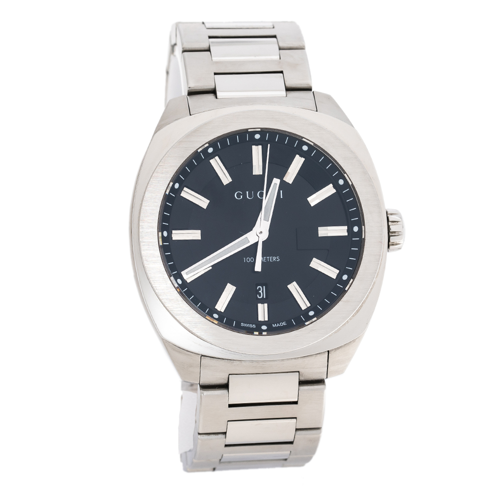 Gucci Black Stainless Steel GG2570 Series 142.3 Men's Wristwatch 40 mm