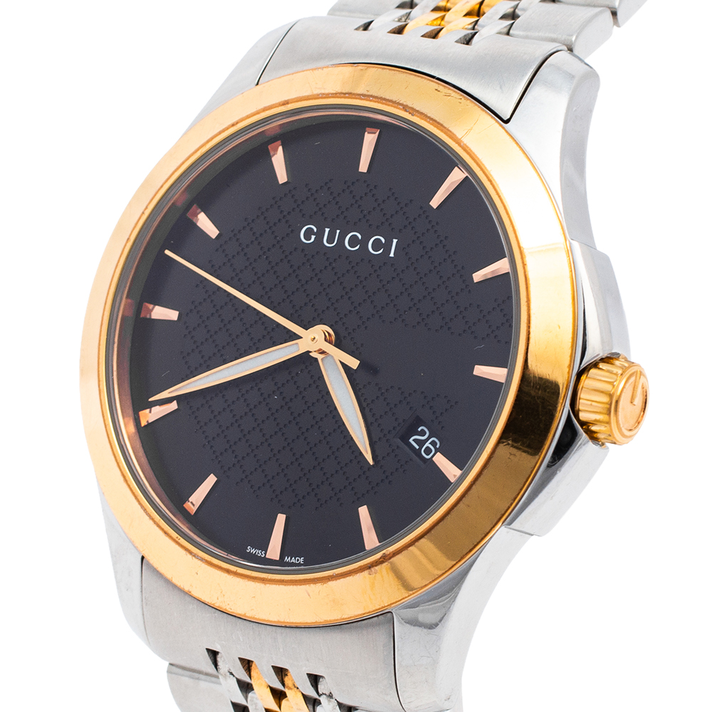 

Gucci Black Two Tone Stainless Steel G-Timeless, Multicolor