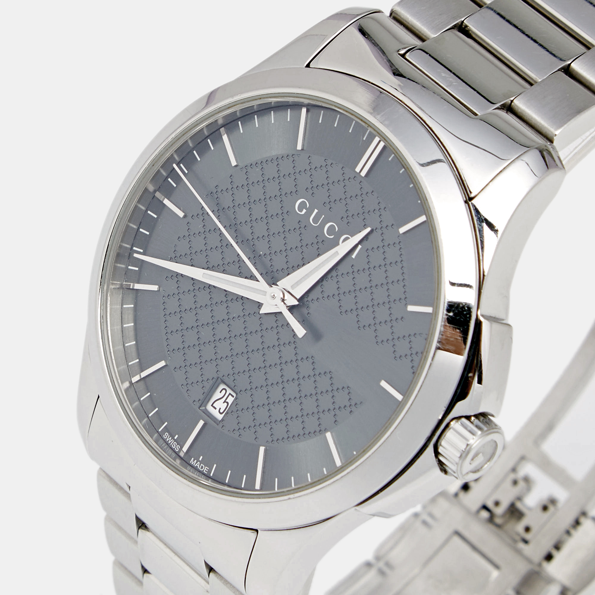 

Gucci Silver Grey Stainless Steel G-Timeless YA126441 Men's Wristwatch