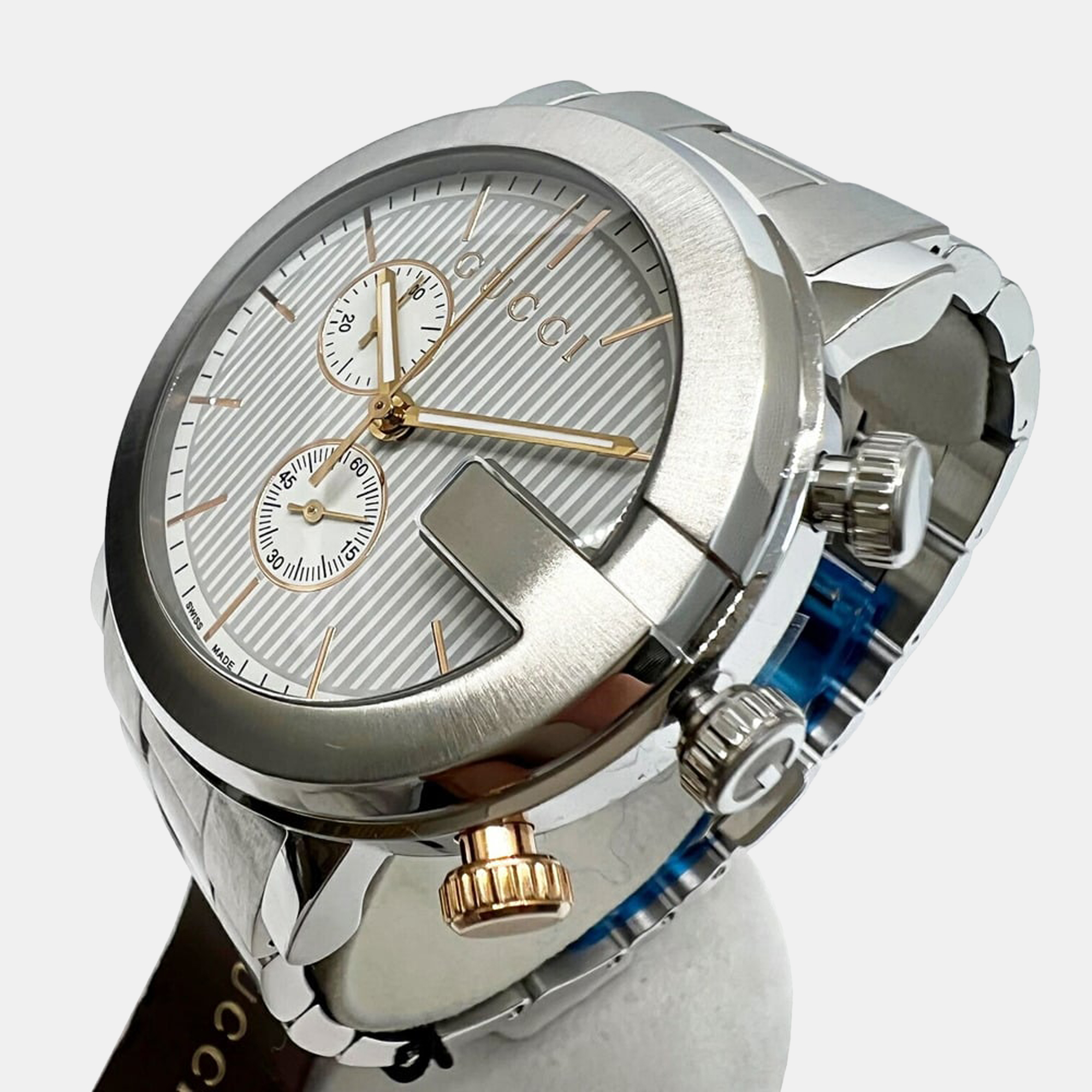 

Gucci Silver Stainless Steel G-Chrono YA101360 Men's Wristwatch 44 mm