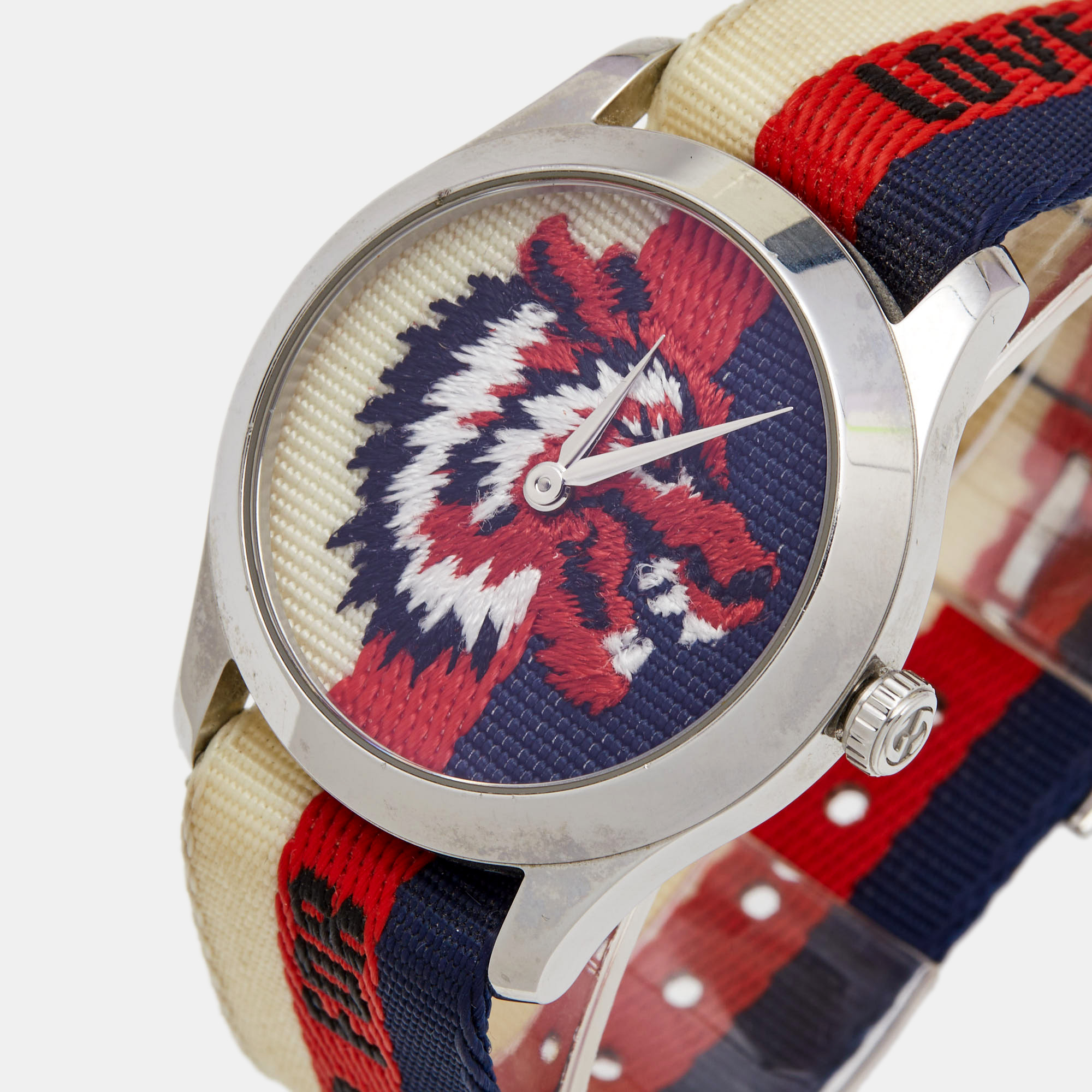 

Gucci Wolf Motif Stainless Steel Nylon G-Timeless YA1264059 Men's Wristwatch, Multicolor