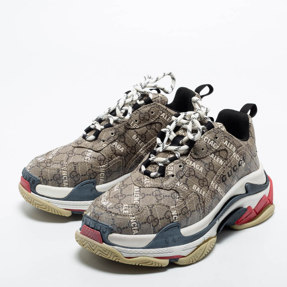 

Gucci X Balenciaga Brown Canvas Triple S Sneakers Size