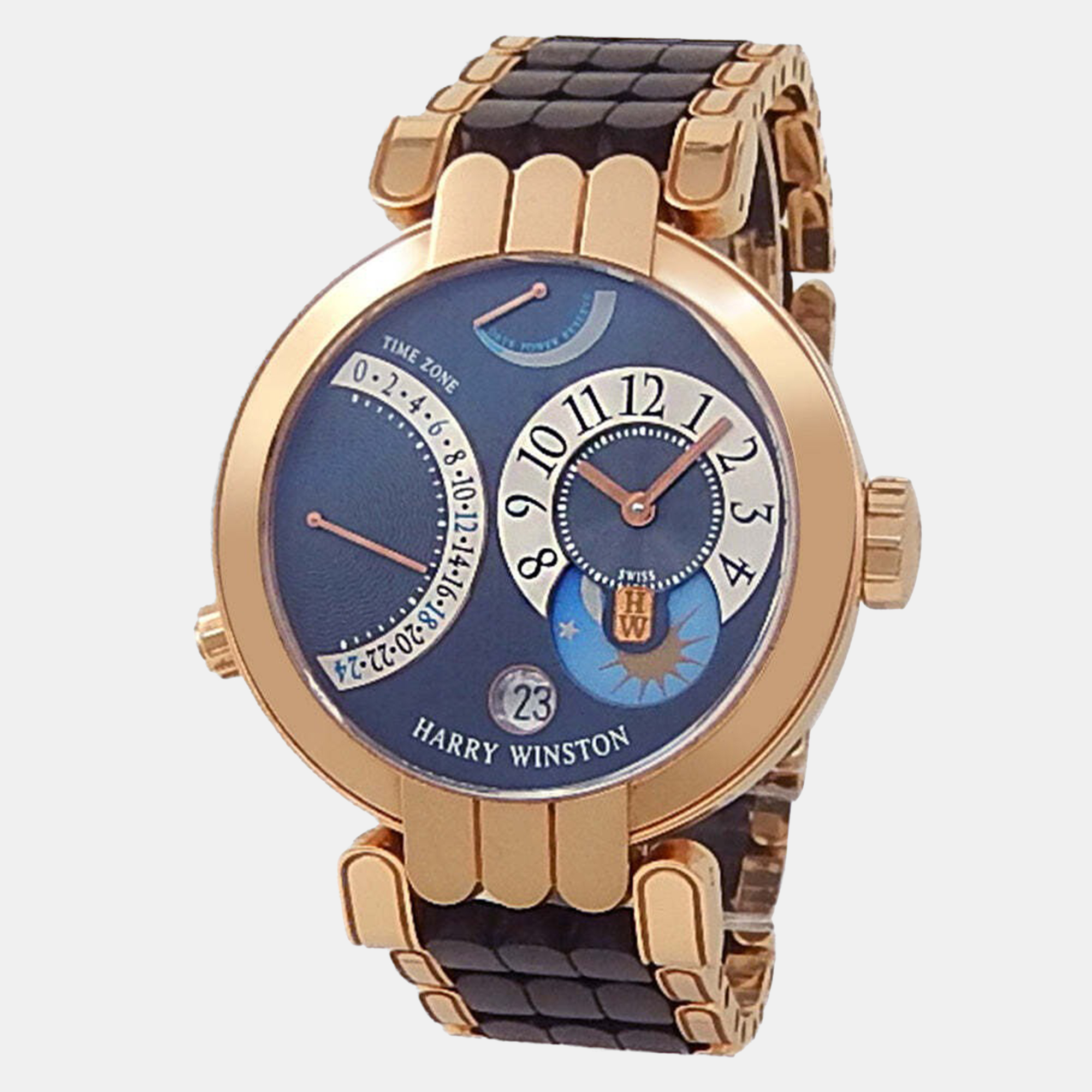 

Harry Winston Premier 200-MMTZ39R Manual Winding Blue 18k Rose Gold Men's Wristwatch 39 mm