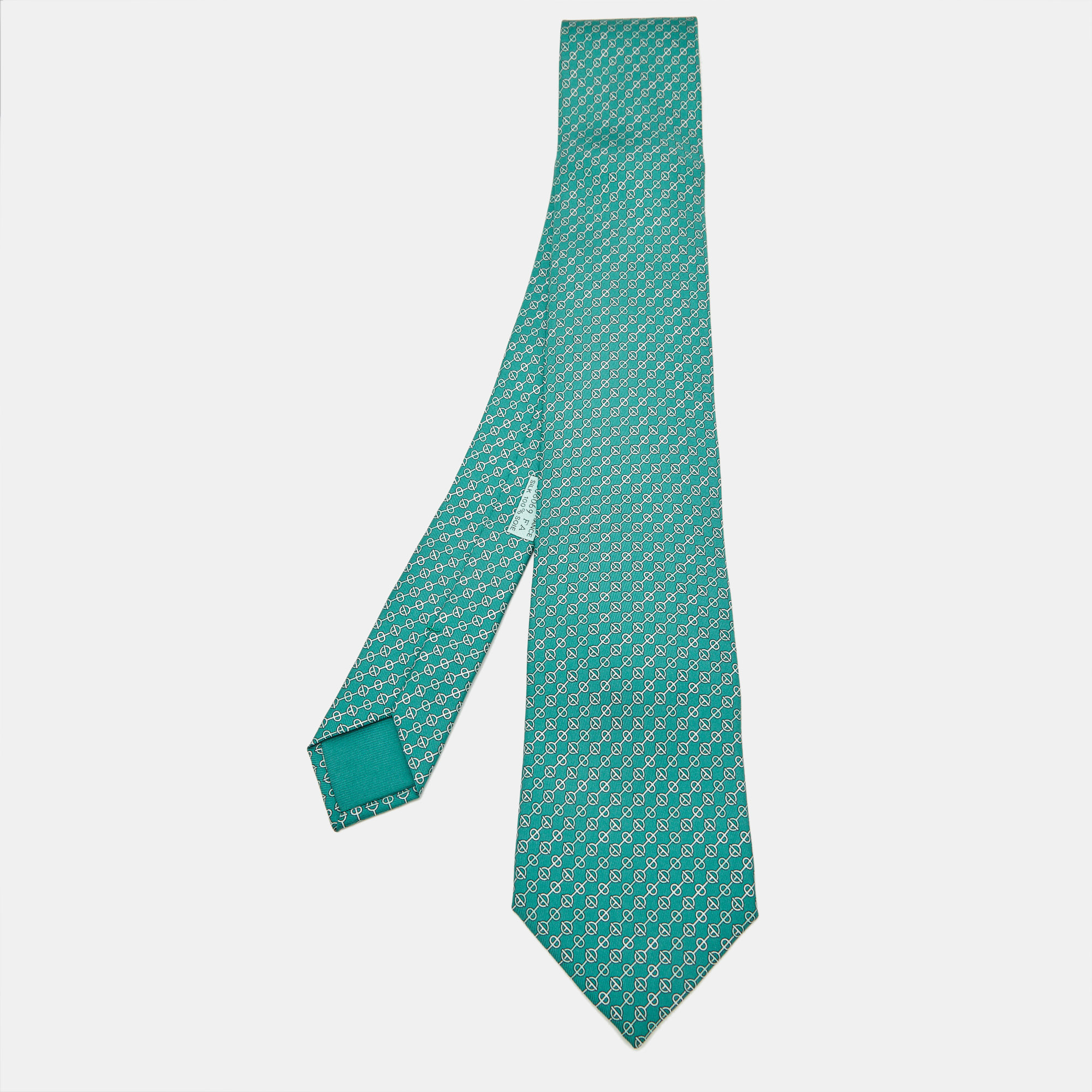

Hermès Green Maillons et Fermoirs Silk Tie