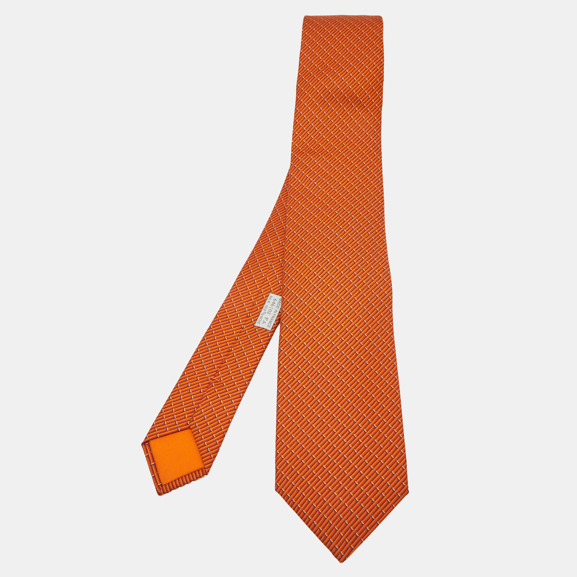 

Hermès Orange Bambou Delice Silk Tie