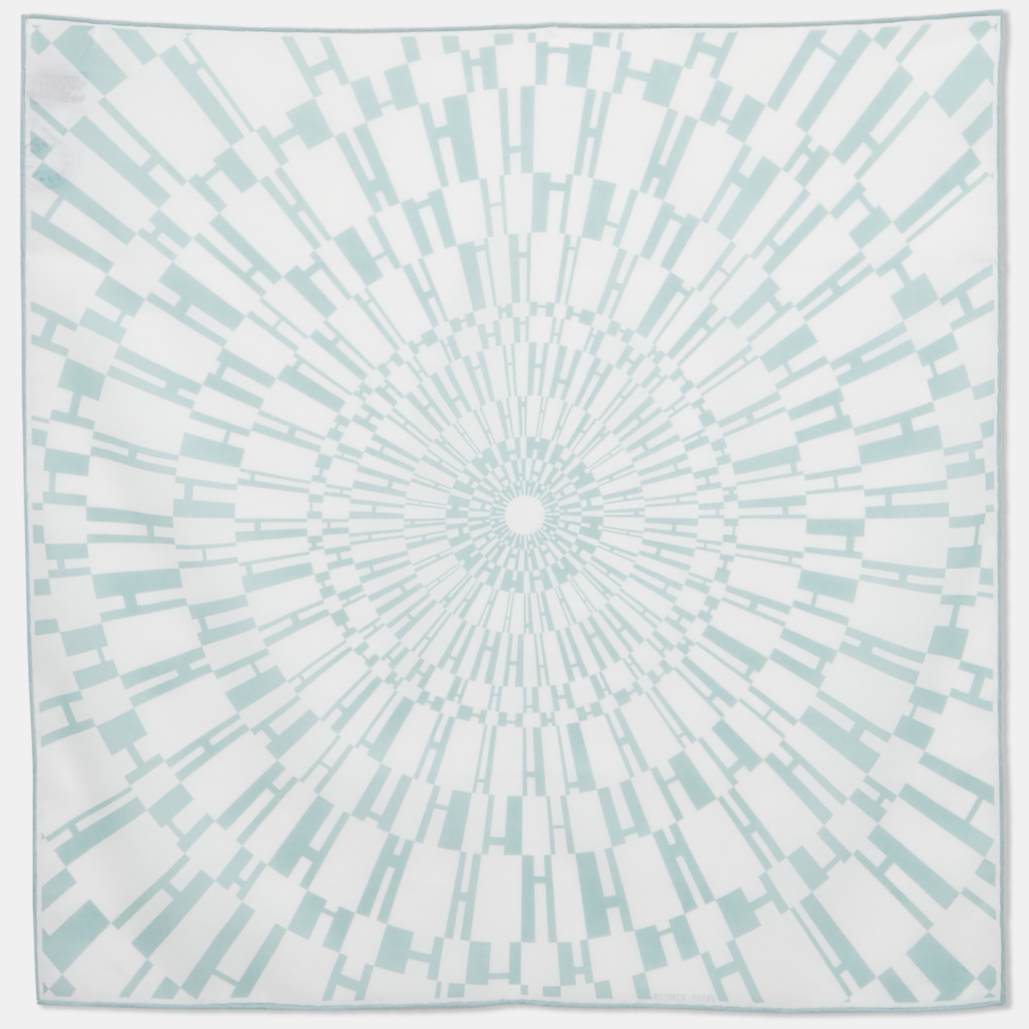 

Hermès Vert D'eau Cotton Op'H Handkerchief, Green