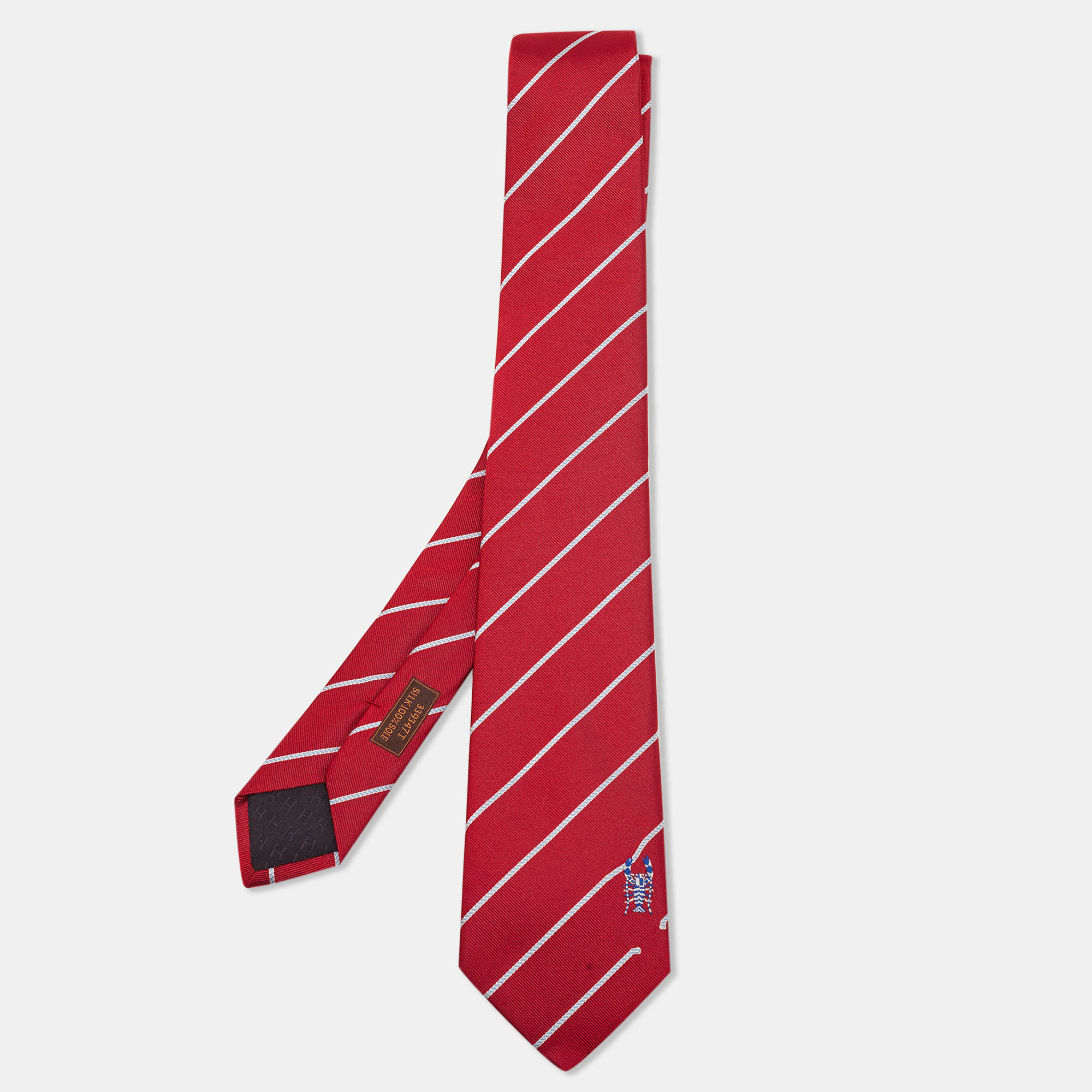 

Hermès Red Tie 7 Pince Moi Silk Tie