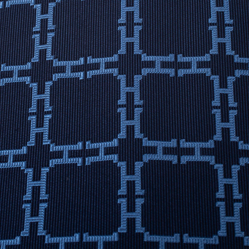 

Hermès Marine Blue H Patterned Jacquard Silk Tie