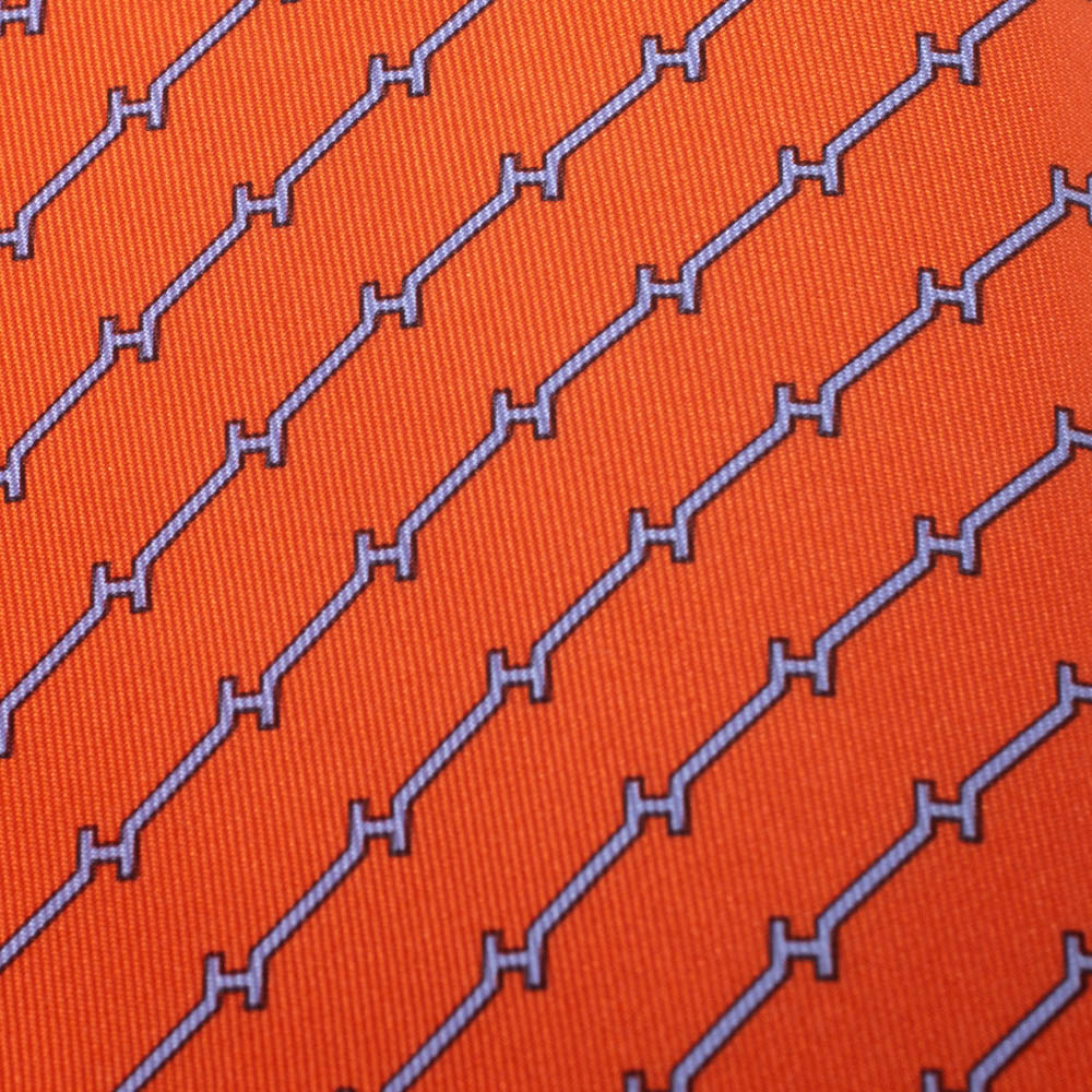 

Hermès Orange and Blue H Printed Silk Twill Tie