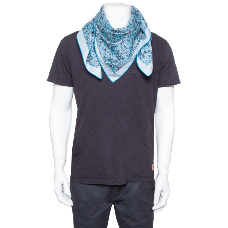 

Herm÷s Ocean Blue 3D Optic Cotton and Silk Scarf