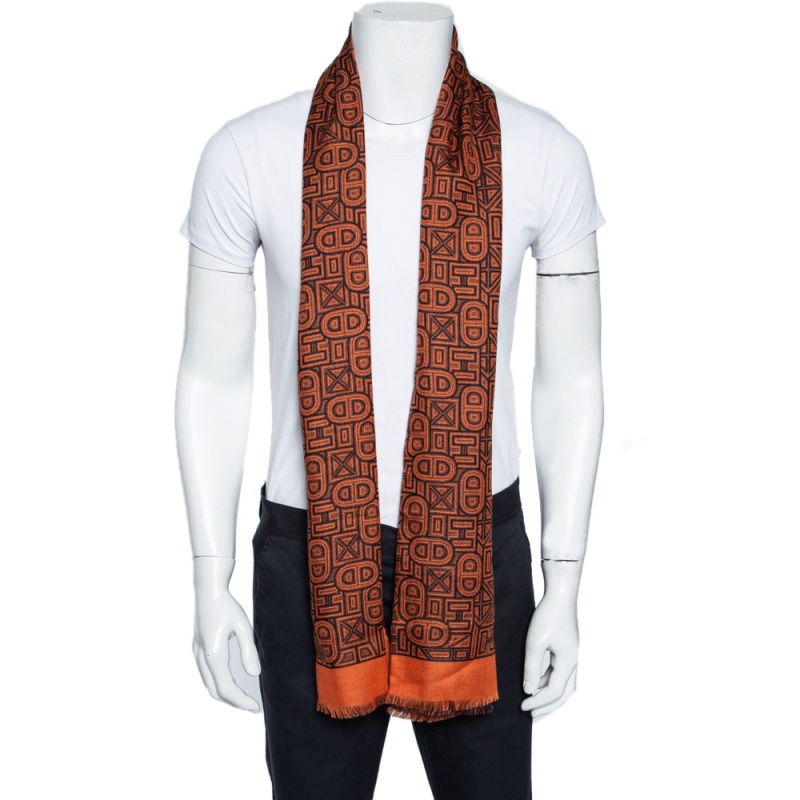 

Hermes Orange Tinos Cashmere & Silk Muffler