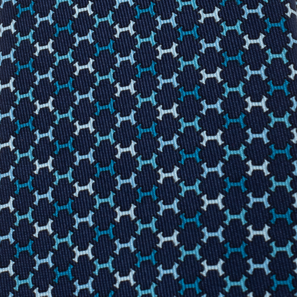 

Hermès Marine Blue 7 H Street Silk Tie