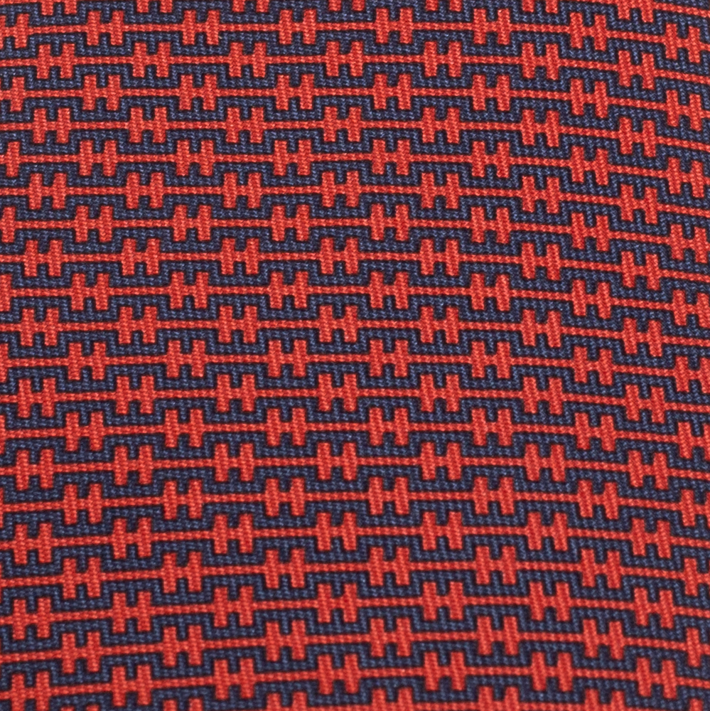 

Hermes Terracotta 7 H Linge Silk Twill Tie, Red