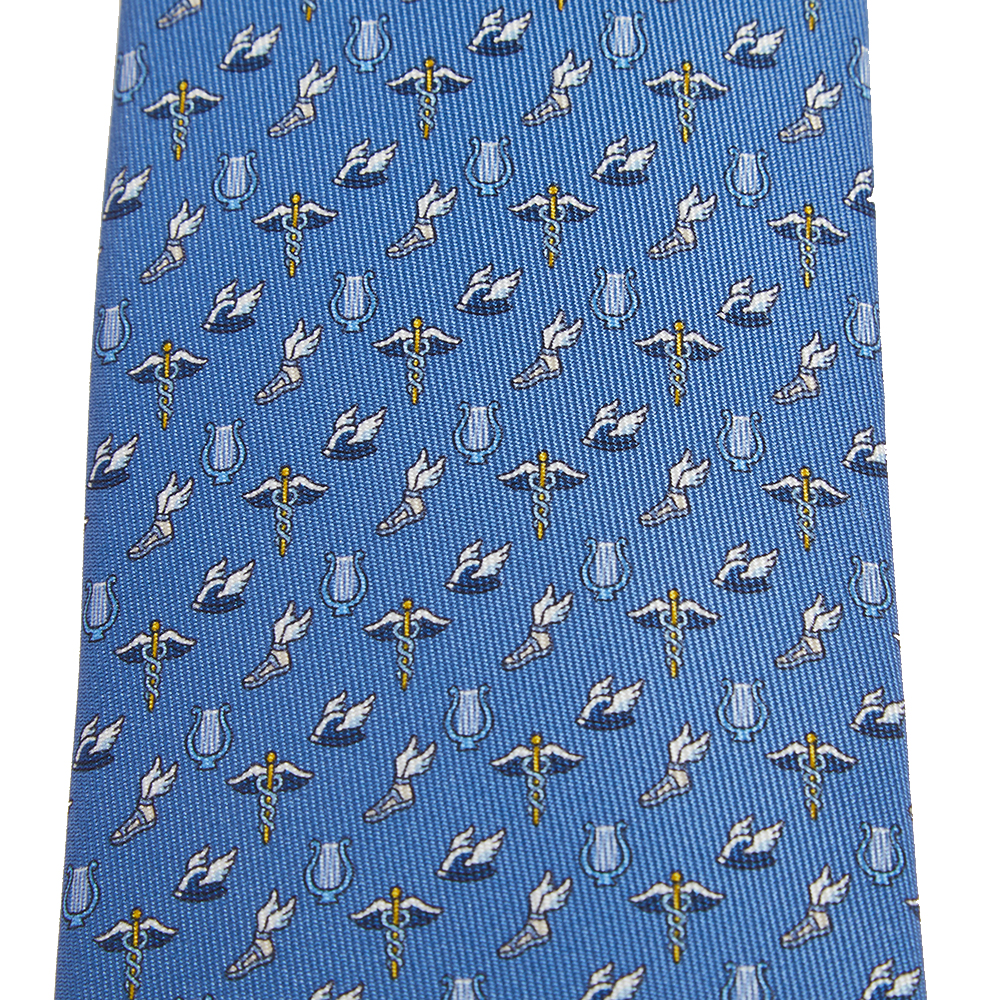 

Hermès Blue 7 H Flying Hermes Silk Tie