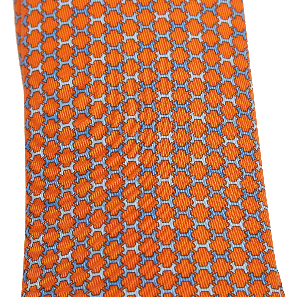 

Hermès Orange 7 H Street Silk Tie