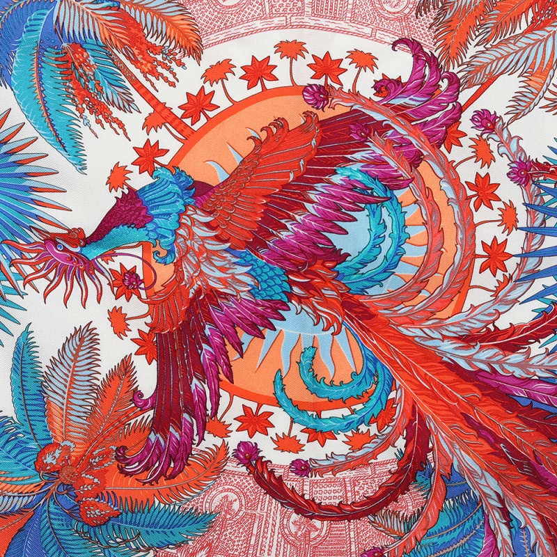 

Hermes Multicolor Mythiques Phoenix Printed Silk Pocket Square