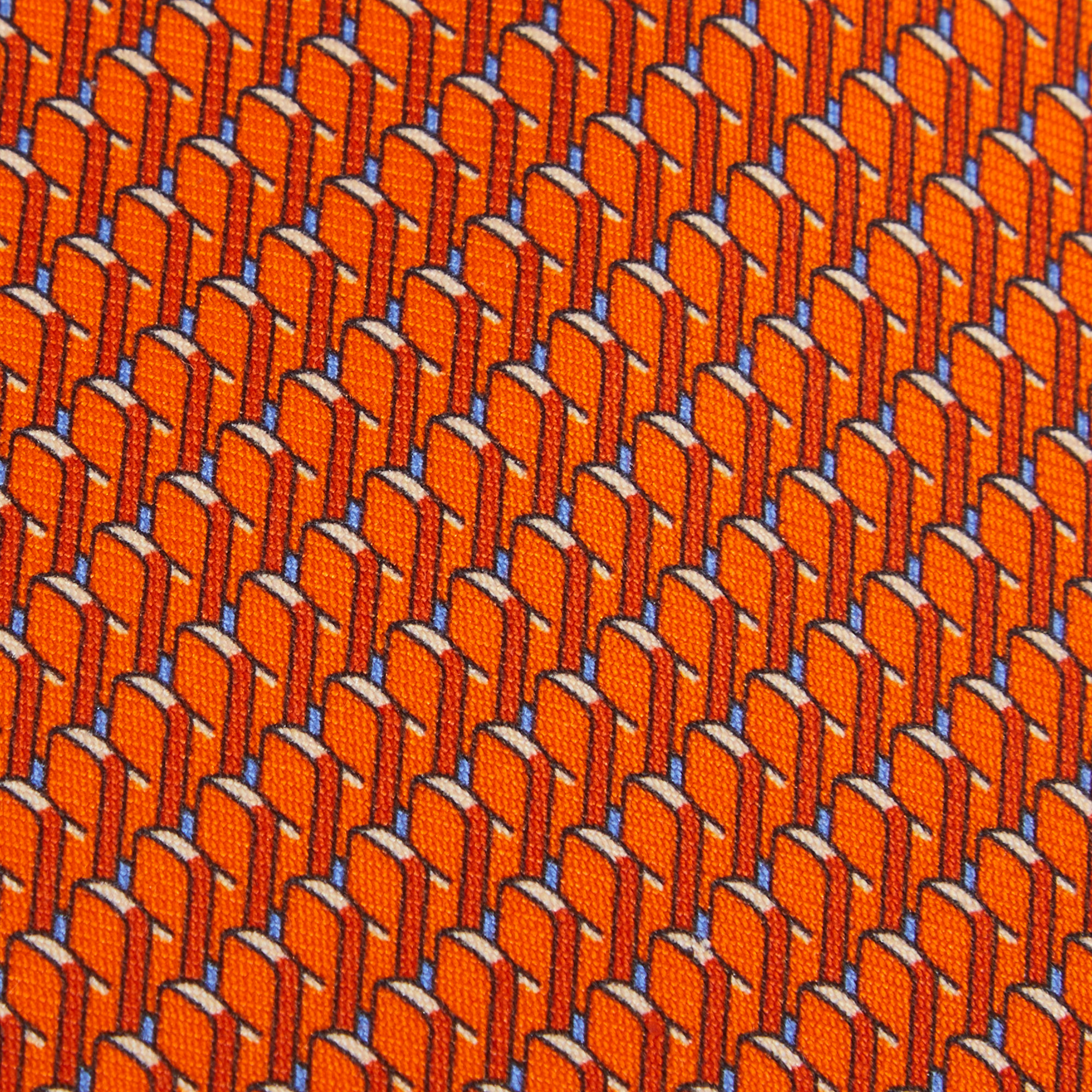 

Hermès Orange Domino Effect Silk Tie