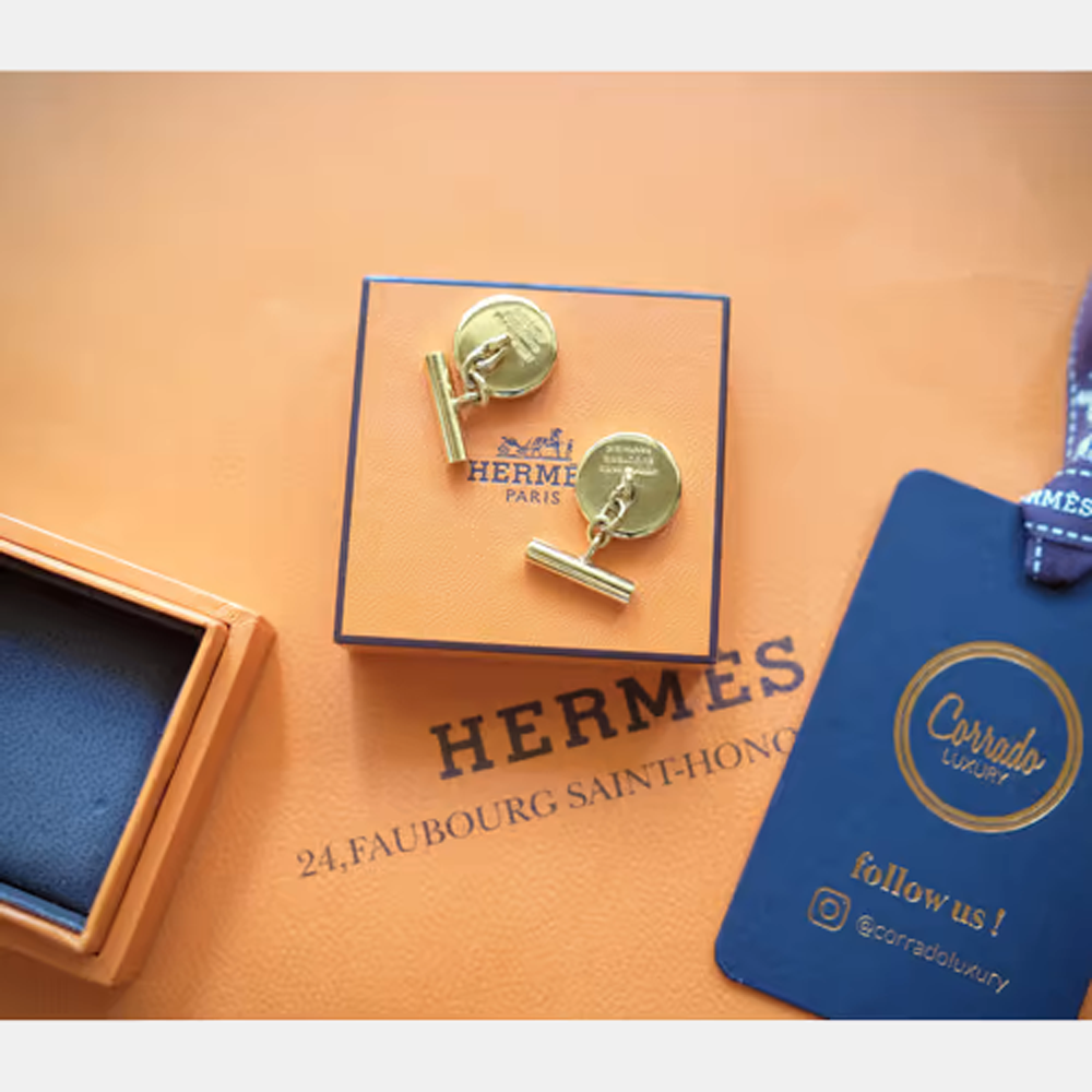 

Hermes Multicolor Clou de Selle Golden Cufflinks