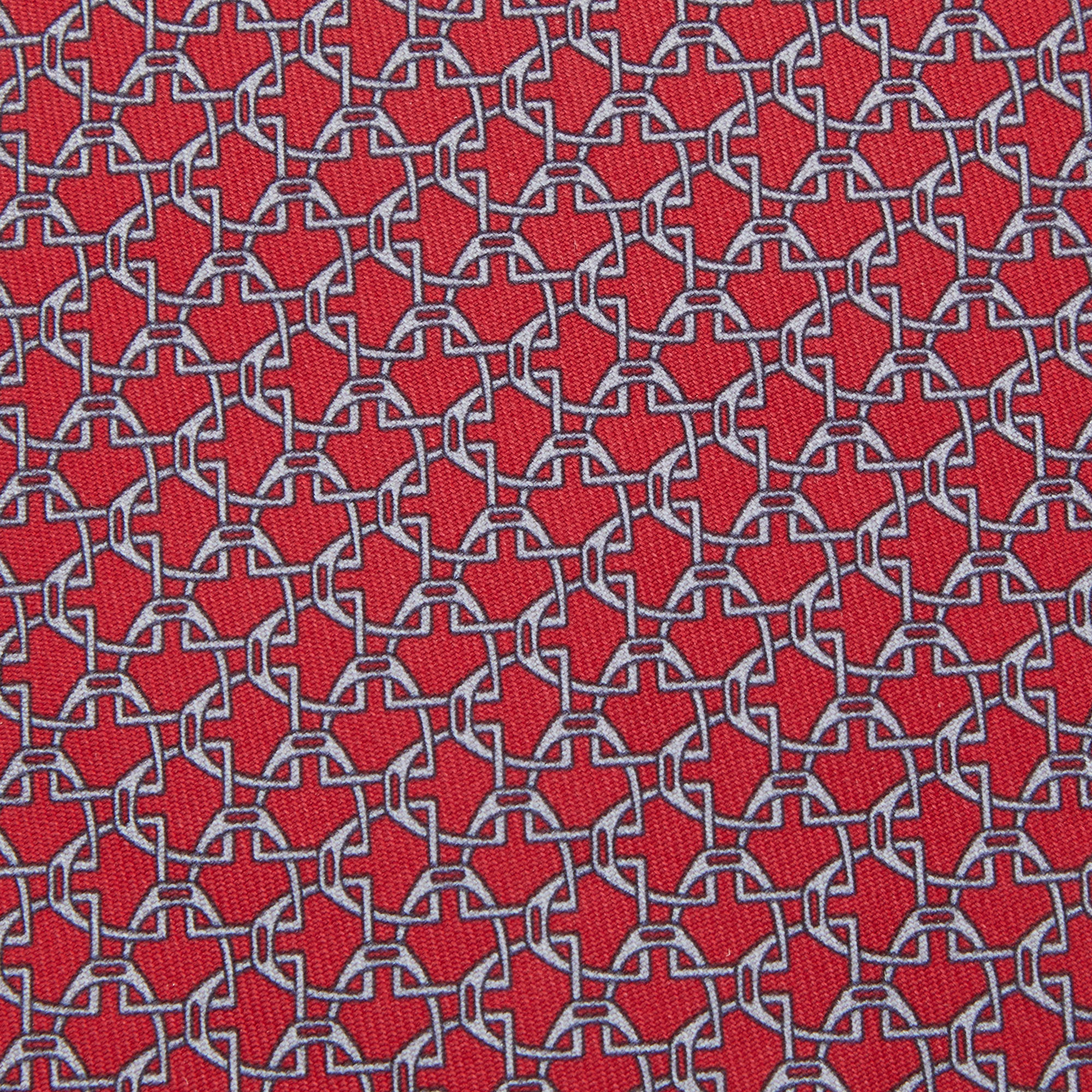 

Hermes Red Etriers Croises Printed Silk Tie