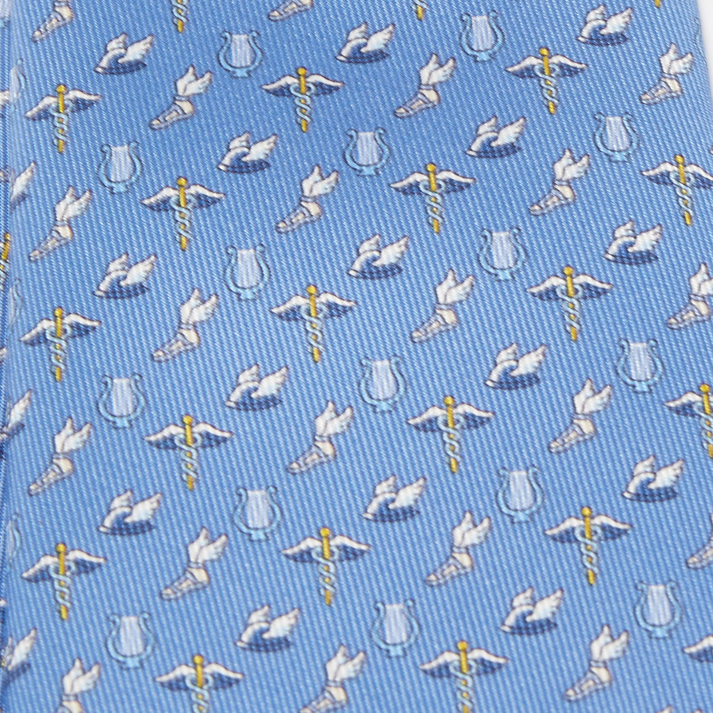 

Hermès Blue 7 H Flying Hermès Silk Slim Tie