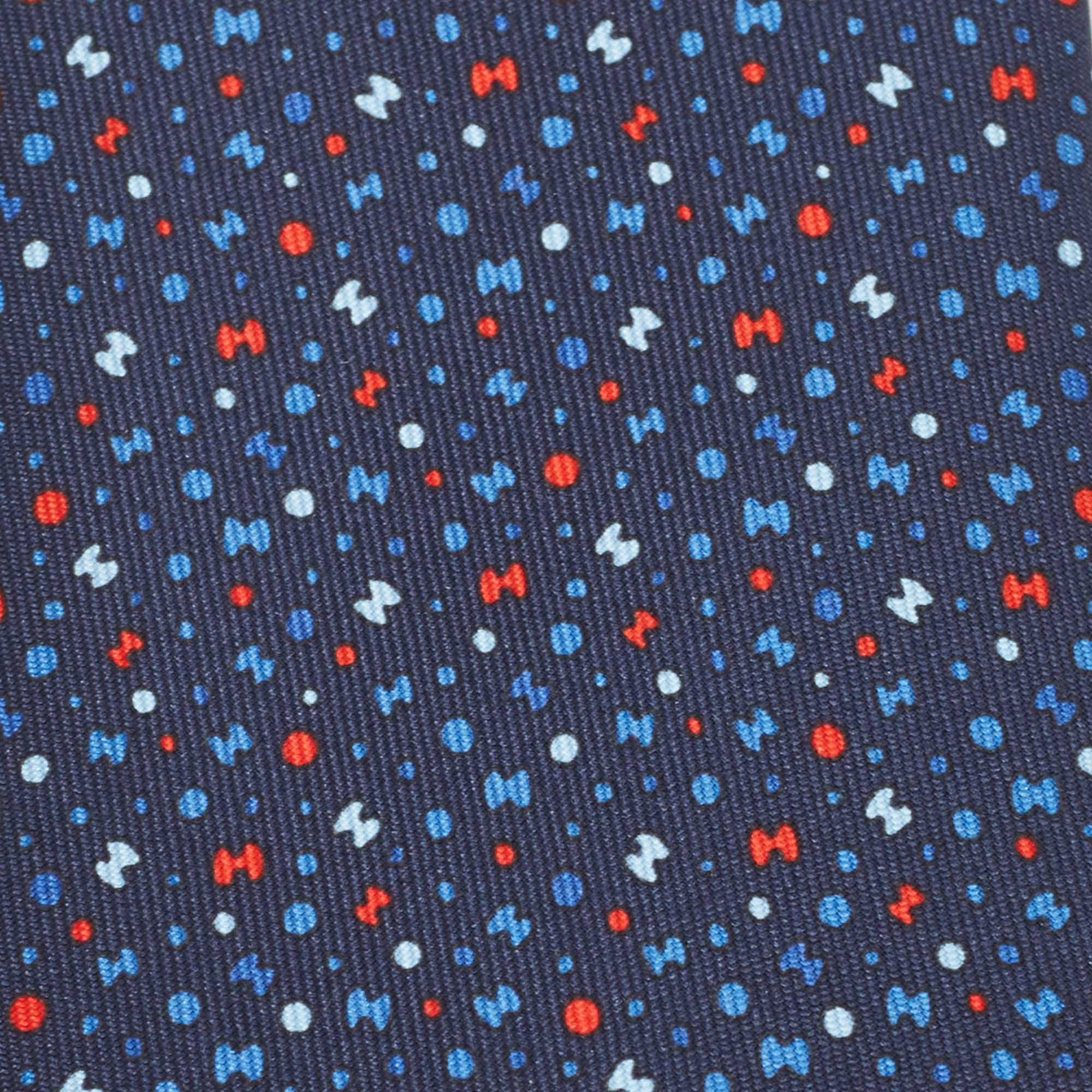 

Hermès Navy Blue 7 Bubble H Printed Silk Slim Tie