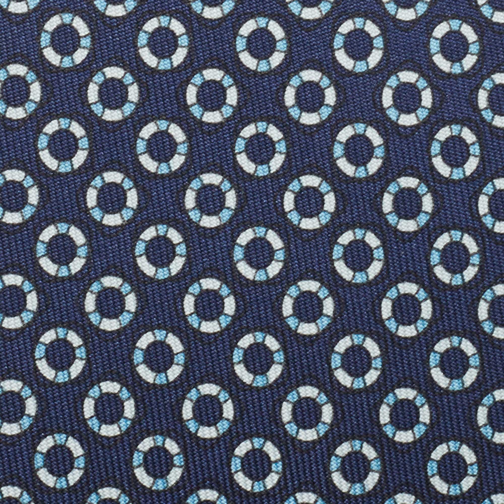 

Hermès Navy Blue J'Ai Touche Pompon Printed Silk Slim Tie