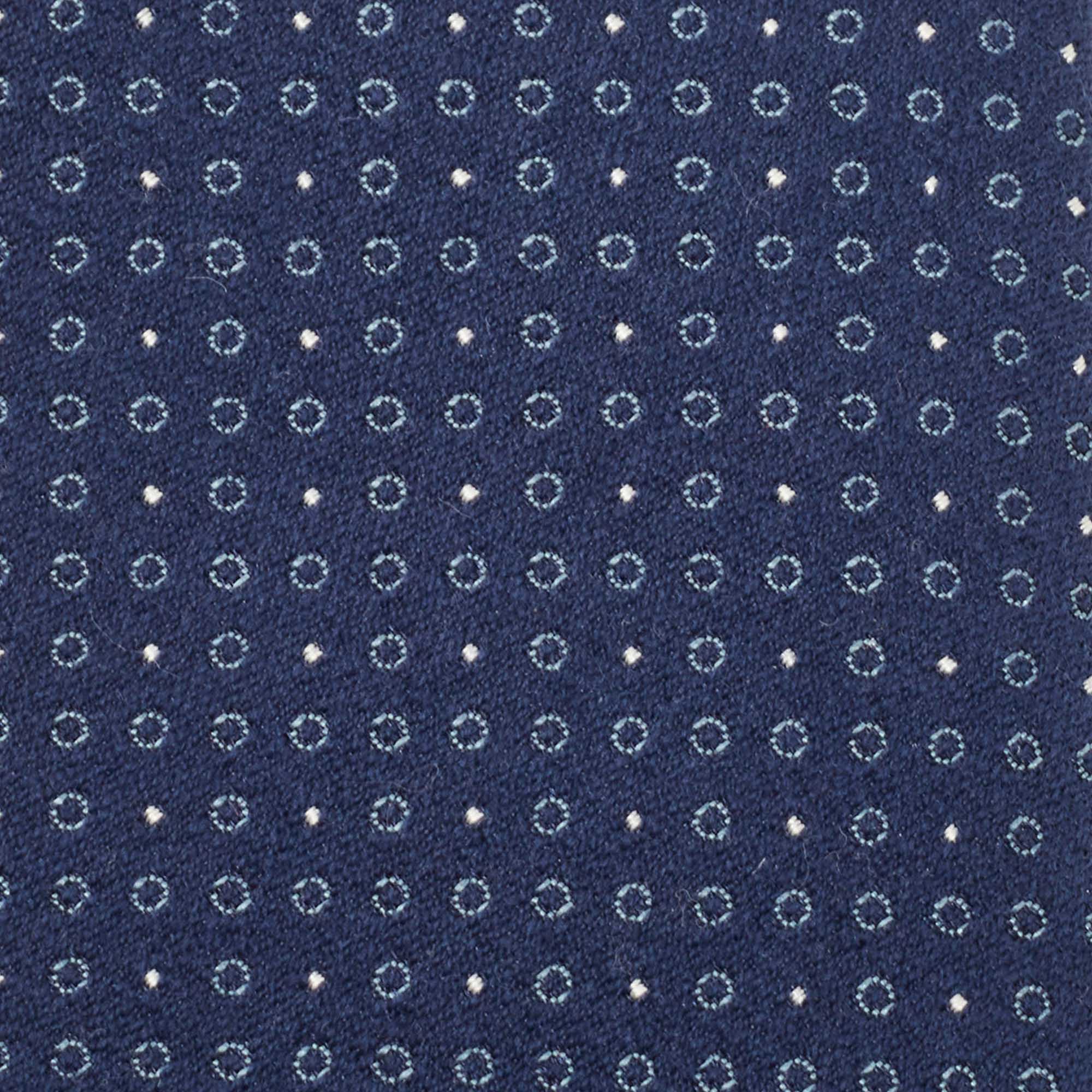 

Hermes Navy Blue Cercles Et Pois Silk & Wool Jacquard Slim Tie