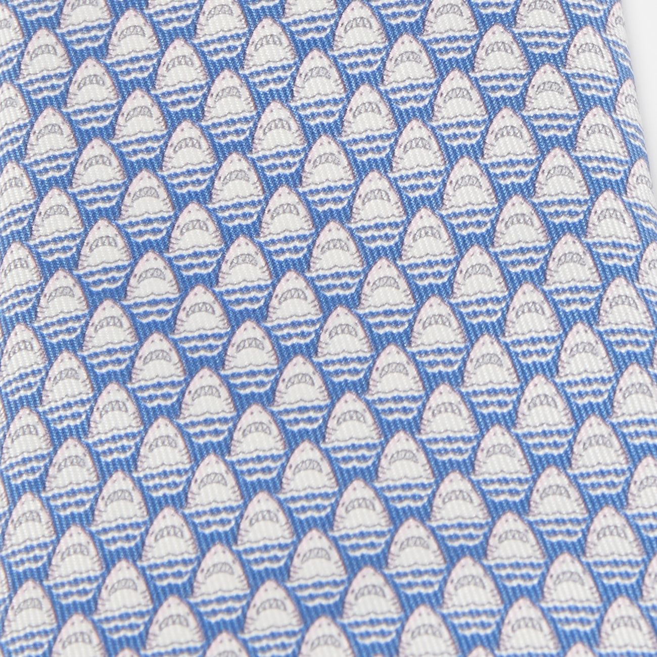 

Hermès Blue Les Dents d'Hermes Twillbi Printed Silk Slim Tie