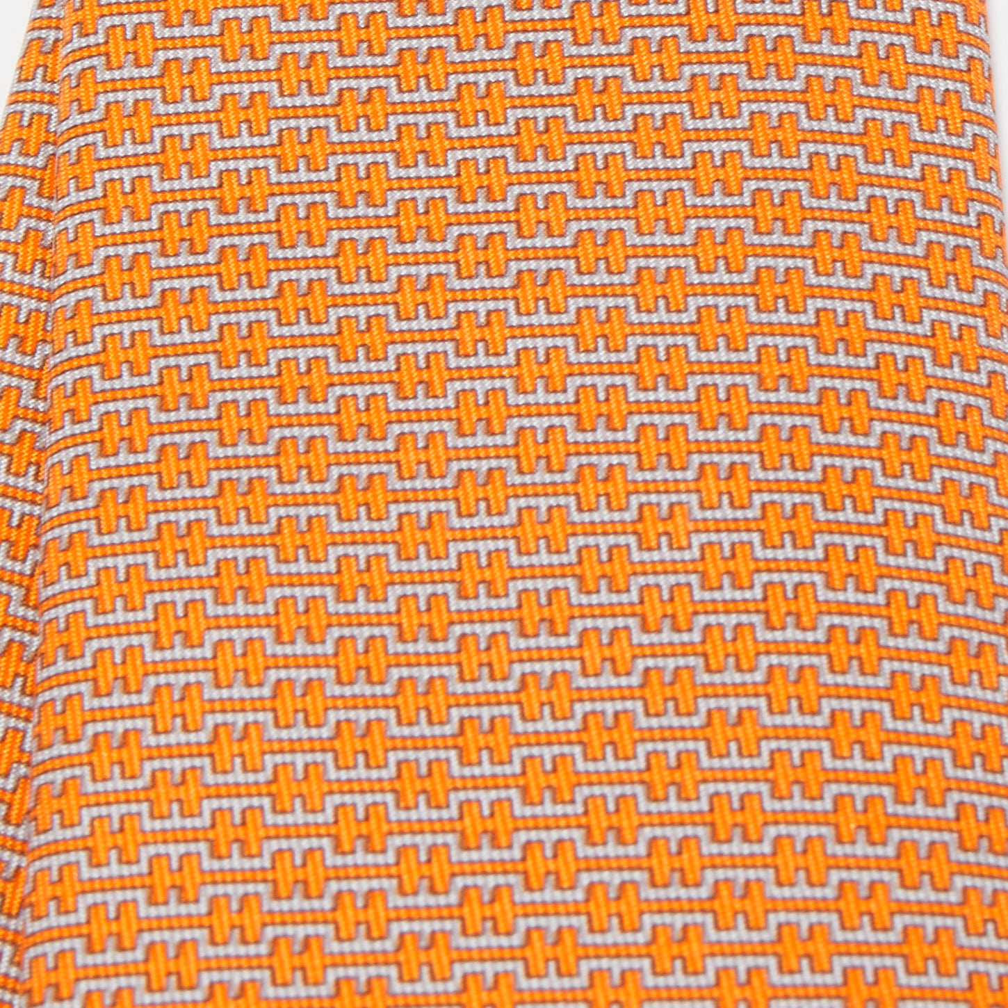 

Hermes Orange H Ligne Printed Silk Slim Tie