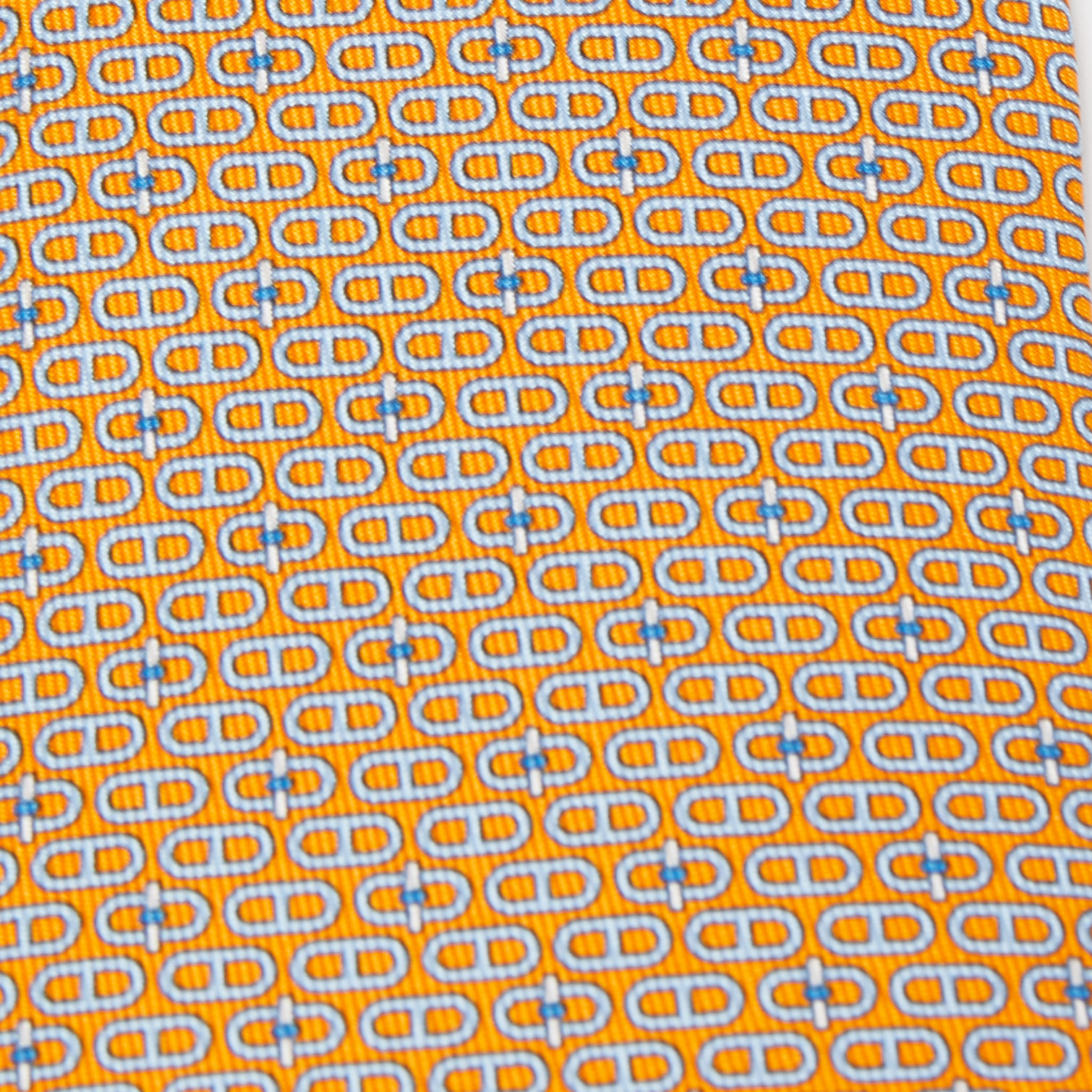 

Hermès Orange Glenan Twillbi Printed Silk Slim Tie