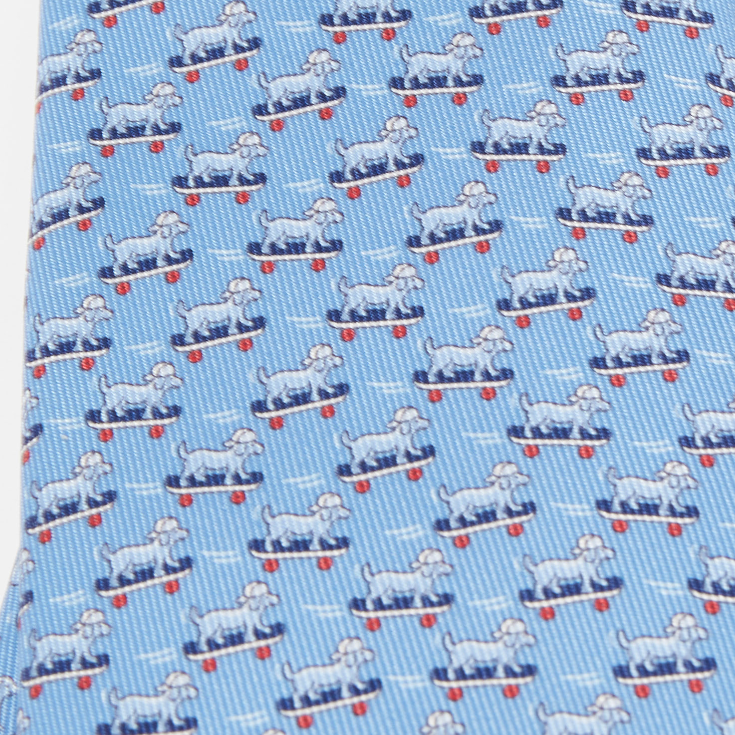 

Hermès Blue Roller Dog Printed Silk Slim Tie