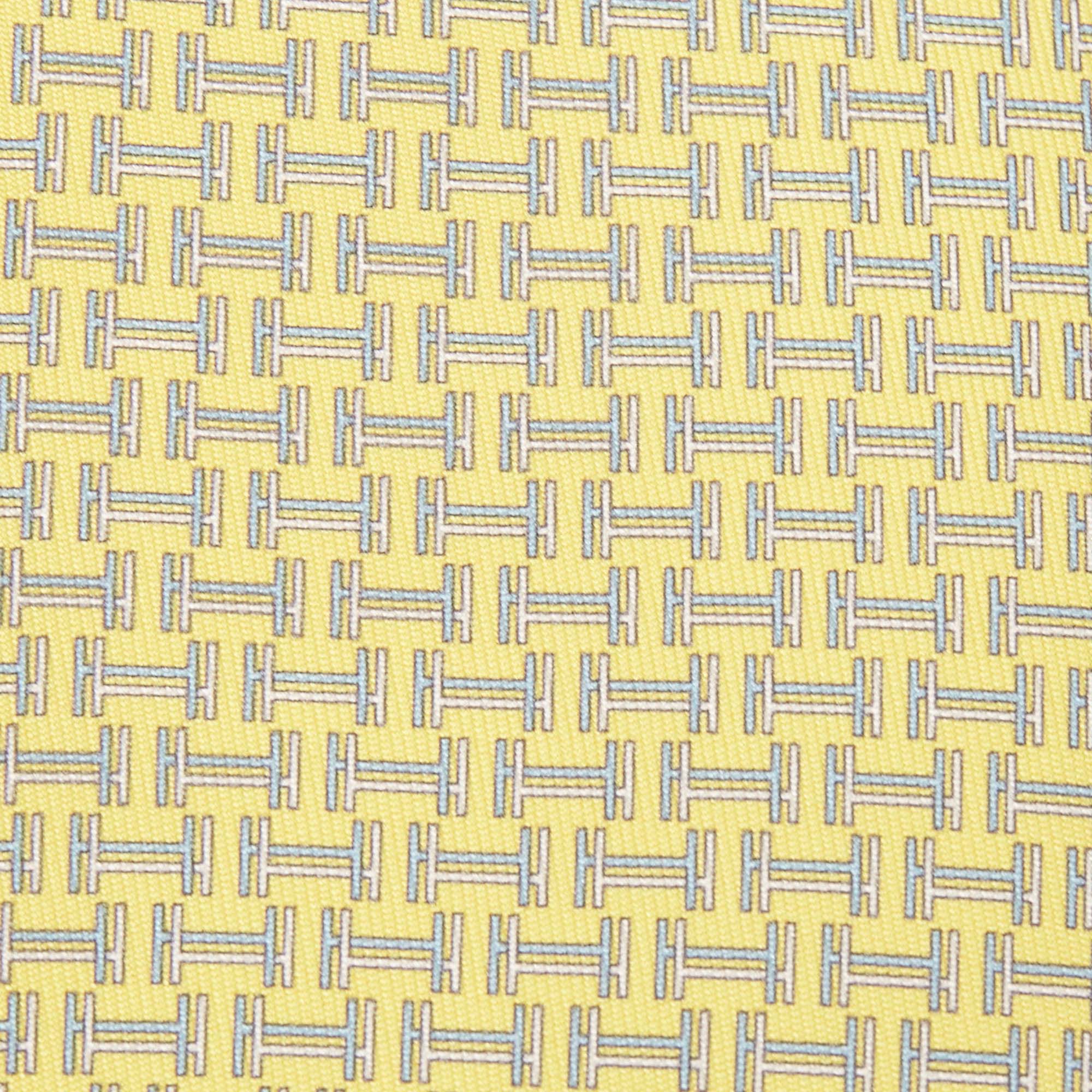 

Hermès Yellow 7 Quinte Printed Silk Slim Tie