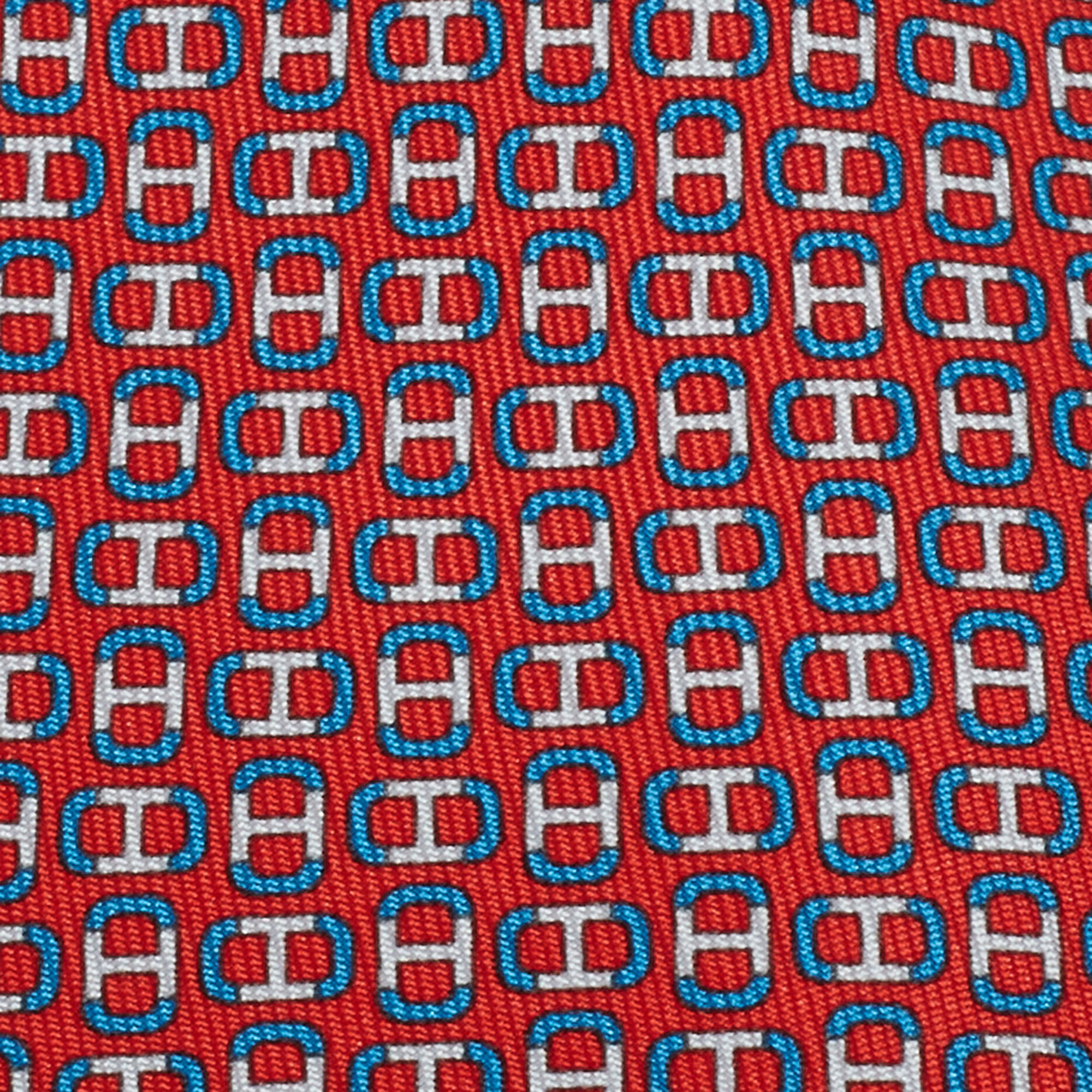 

Hermès Red H Maillon Print Silk Tie