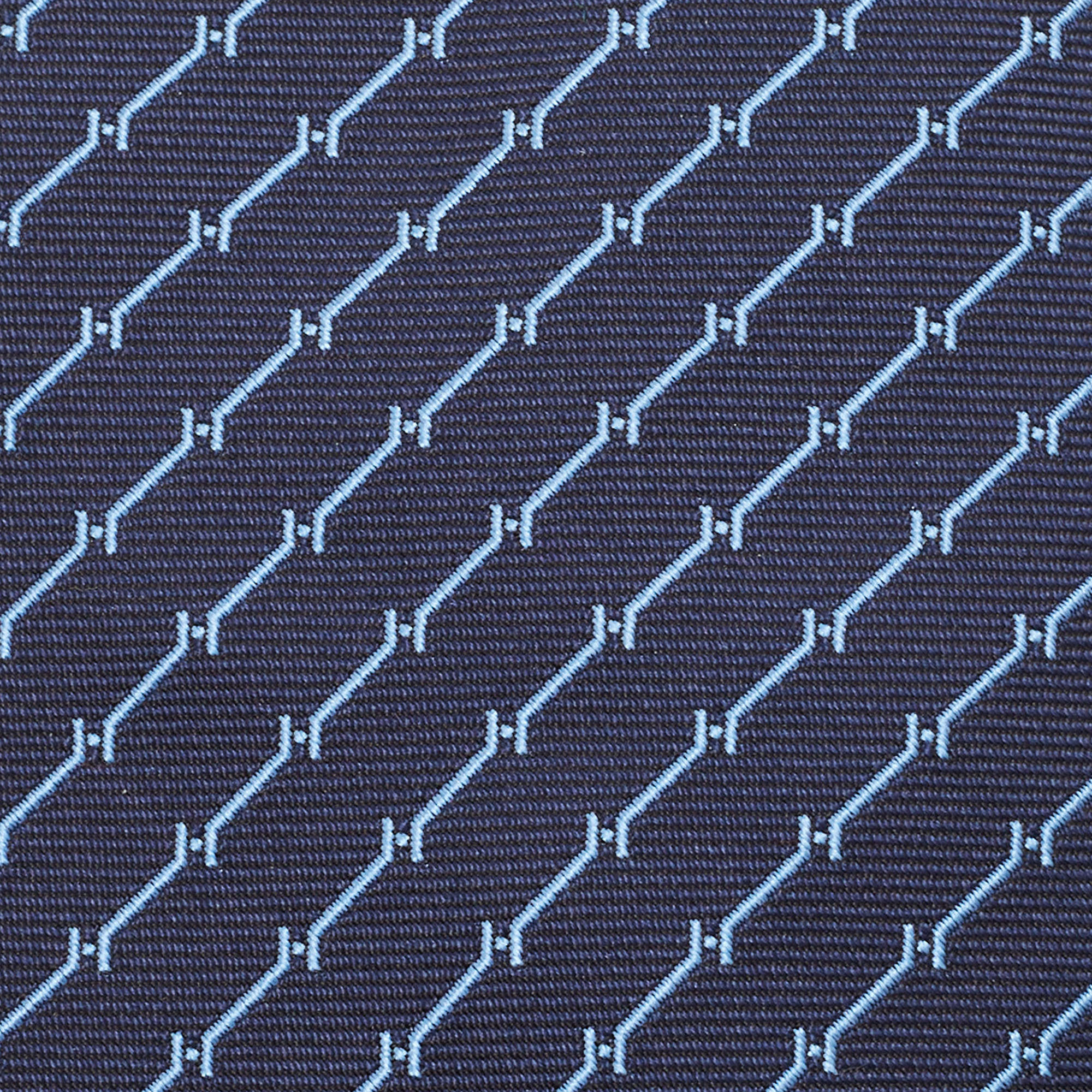 

Hermès Navy Blue H Quadrige Patterned Silk Super Skinny Tie