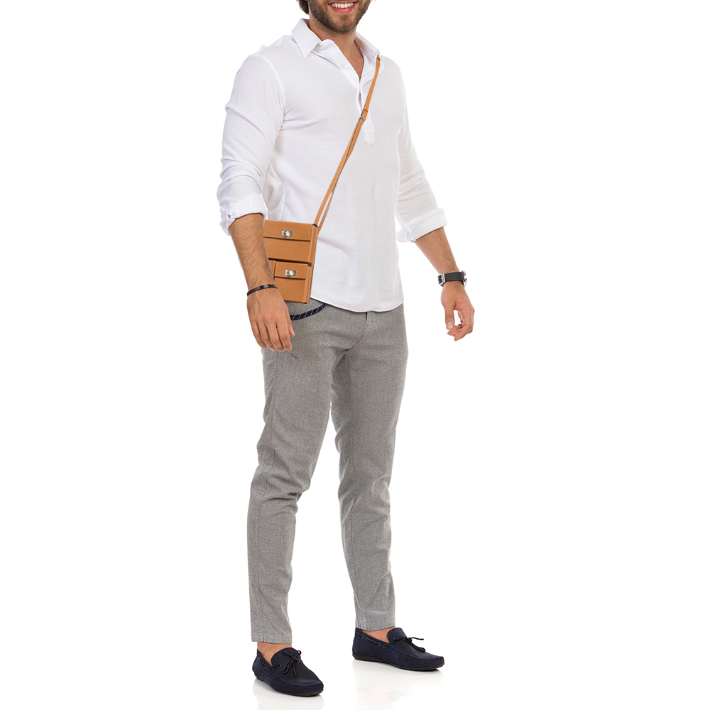 Hermès Gold Epsom Leather Multi Pocket Pochette To Go Bag 