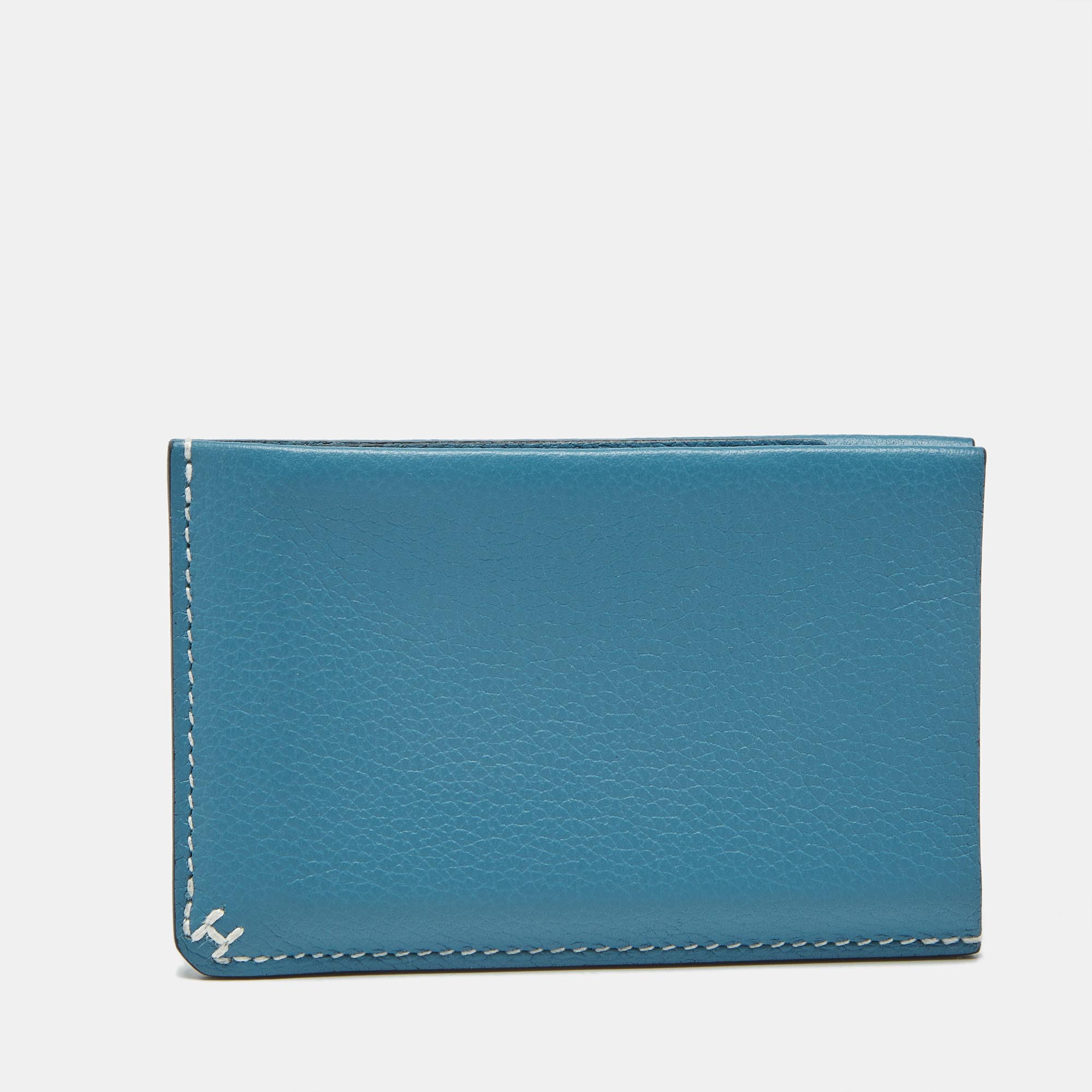 

Hermès Bleu Jean Evercolor Leather H Sellier Card Holder, Black