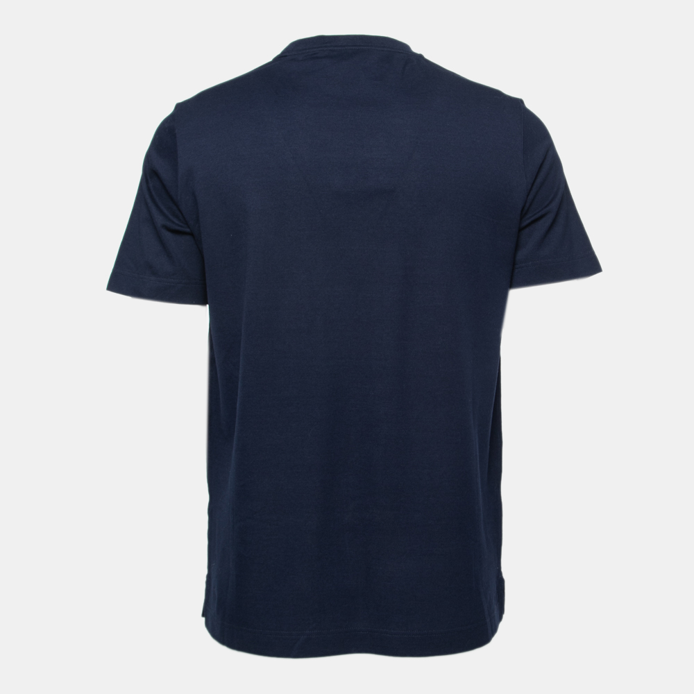 

Hermes Navy Blue Cotton Pocket Detail V-Neck T-Shirt