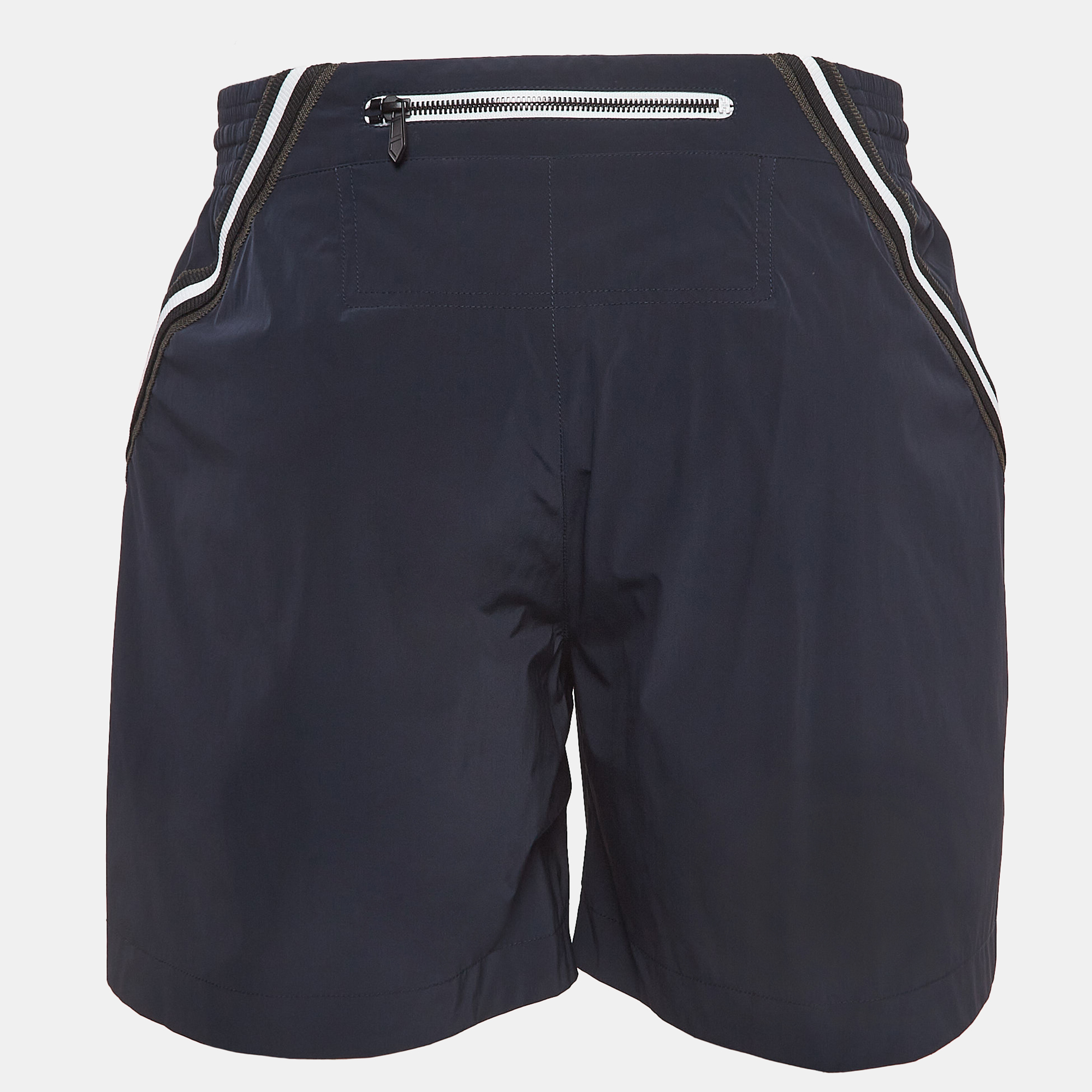 Pre-owned Hermes Navy Blue Synthetic Contrast Trim Short S