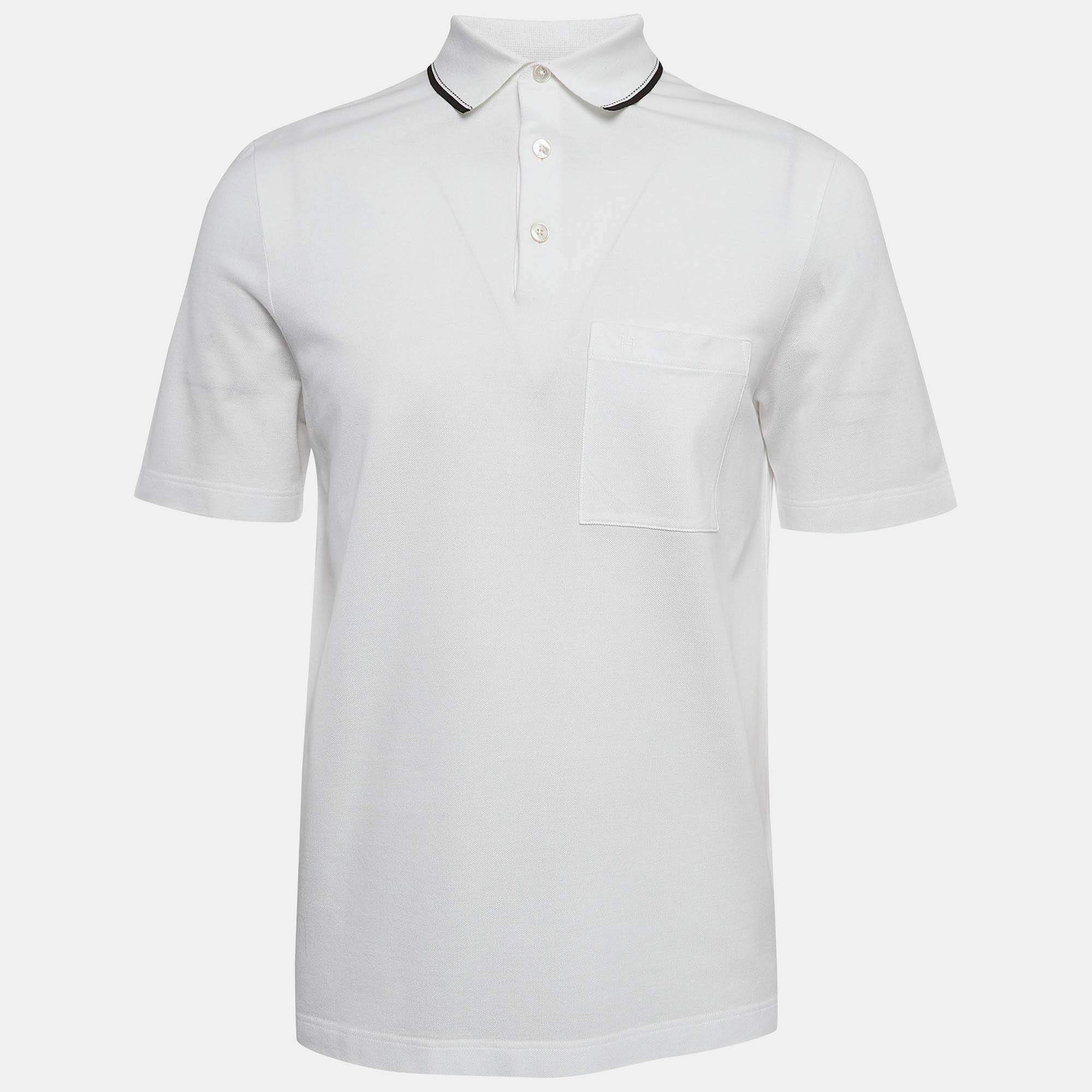 

Hermes White Cotton Pique Polo T-Shirt S