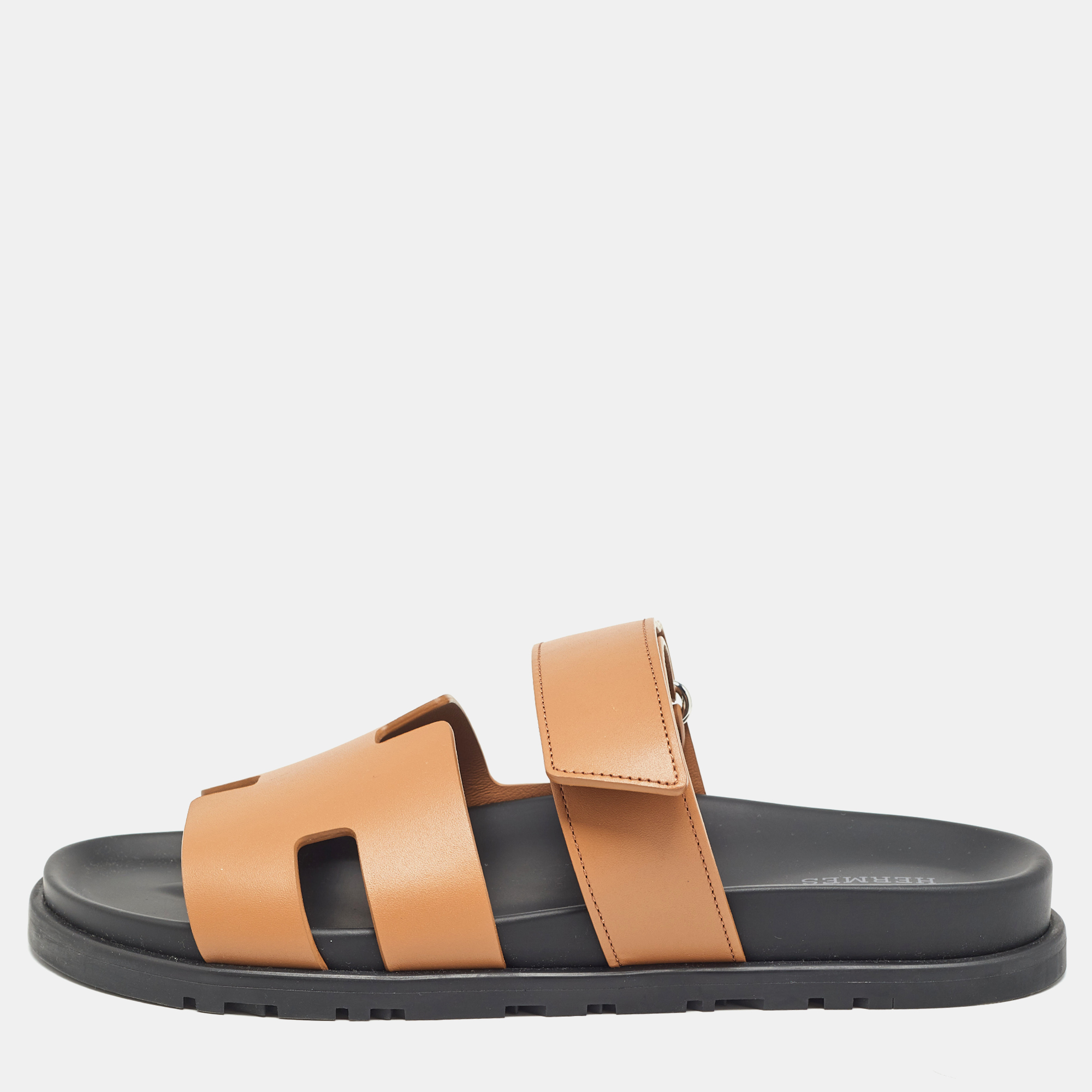 

Hermès Brown Leather Chypre Sandals Size